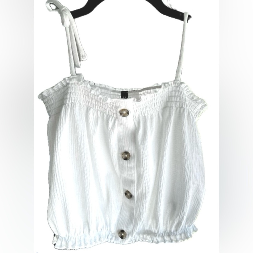 White Button-Down Sleeveless Top